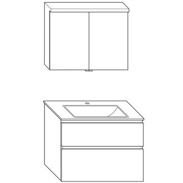 Burgbad Accura Badmöbel Set 82 cm Skizze