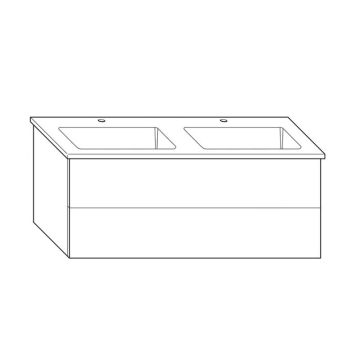 Burgbad Bel Keramik-Doppelwaschtisch mit Unterschrank 123 cm Skizze