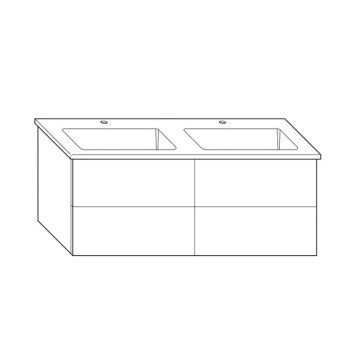 Burgbad Bel Keramik-Doppelwaschtisch mit Unterschrank 123 cm Skizze