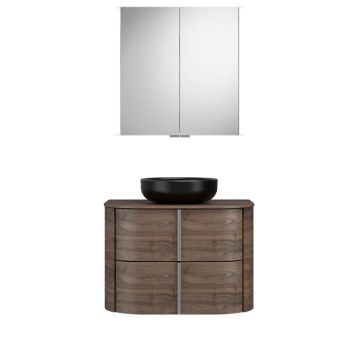 Burgbad Lavo 2.0 Badmöbel Set 40 - 72 cm, Spiegelschrank, Keramik-Aufsatzbecken