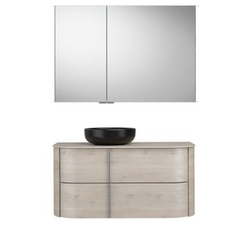 Burgbad Lavo 2.0 Badmöbel Set 49 - 102 cm, Spiegelschrank, Keramik-Aufsatzwascht