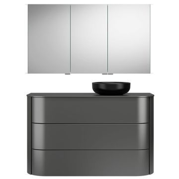 Burgbad Lavo 2.0 Badmöbel Set 23 - 122 cm, Spiegelschrank, Keramik-Aufsatzbecken