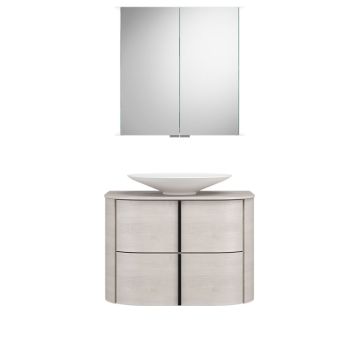 Burgbad Lavo 2.0 Badmöbel Set 41 - 72 cm, Spiegelschrank, Mineralguss-Aufsatzbec