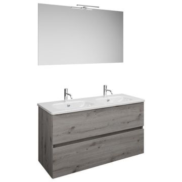 Burgbad Rocio Badmöbel Set 120 cm Eiche Dekor Silber