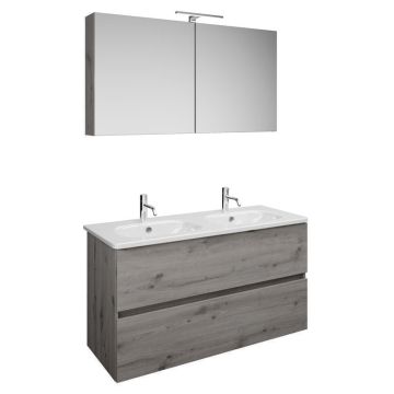 Burgbad Rocio Badmöbel Set 120 cm Eiche Dekor Silber