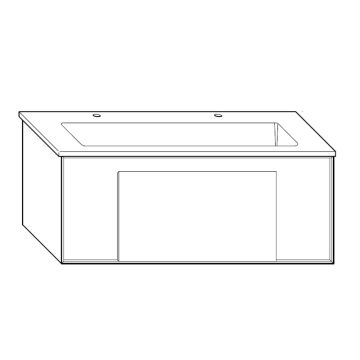 Burgbad Moto Keramik-Waschtisch mit Unterschrank 123 cm Skizze