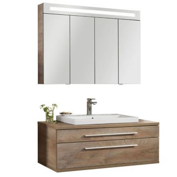 Fackelmann Stanford Badmöbel Set - 110 cm Nature Oak