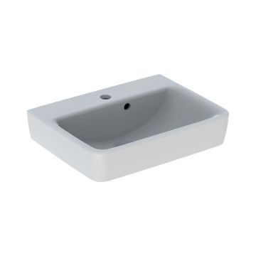 Geberit Renova Plan Waschtisch - Hahnloch, Überlauf, weiß, KeraTect