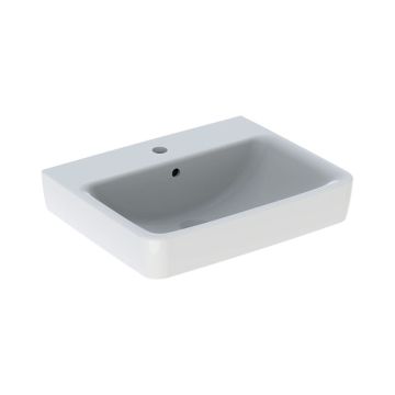 Geberit Renova Plan Waschtisch - Hahnloch, Überlauf, weiß, KeraTect