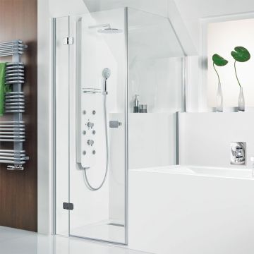 HSK Premium Softcube Duschtür mit verk. Seitenwand - 1 Drehtür mit 1 Festelement