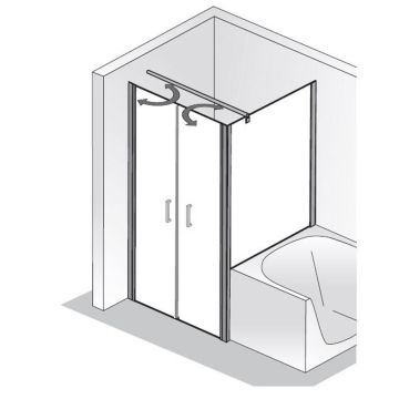HSK Favorit Nova zweiteilige Pendeltür 100 mit verkürzter Seitenwand 90