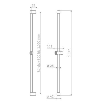 HSK Shower und Co Brausestange AquaXPro Variabel, Länge 1037 mm, Chrom