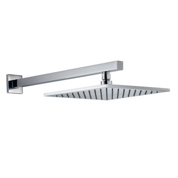 HSK Shower und Co Kopfbrause Eckig mit Wandarm gerade, flach, 25 x 25 cm