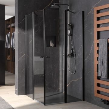 HSK Exklusiv 2.0 Dusche mit Eckeinstieg Schwarz-matt