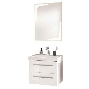 Lanzet K1 Badmöbel Set - 61 cm, Flächenspiegel, Keramik-WT und WTU
