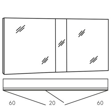 Marlin Bad 3980 Spiegelschrank - 140 cm Skizze