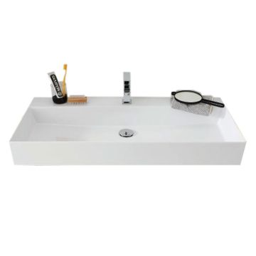 Puris Kera Plan Keramik Aufsatzwaschtisch Squared weiß 102 cm