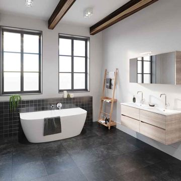 Riho Badewannen Oval Back2Wall - Acryl - 170 x 80 cm,  Ambiente