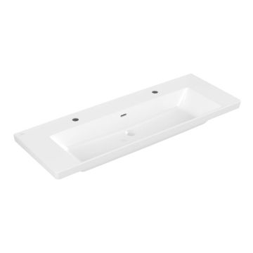Villeroy und Boch Subway 3.0 Doppelwaschtisch 130 cm, 2 Hahnlöcher, Überlauf