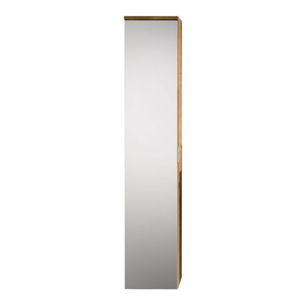 Badea Mittelschrank 25 cm, 1 Tür verspiegelt, 3 Glaseinlegeböden, Abdeckplatte