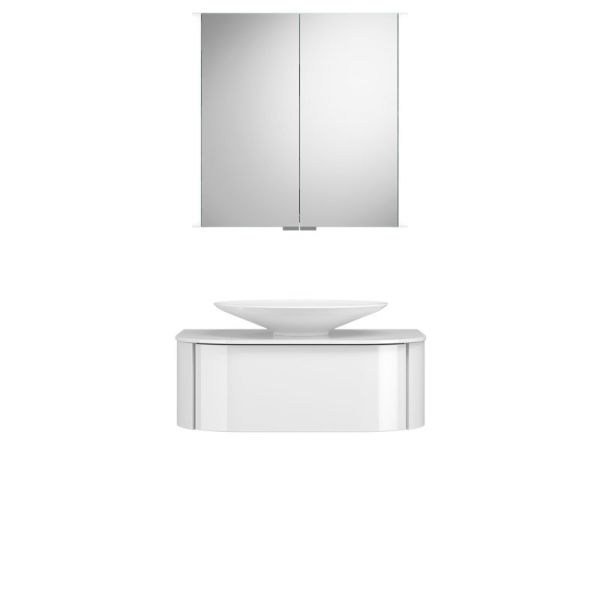 Burgbad Lavo 2.0 Badmöbel Set 38 - 72 cm, Spiegelschrank, Mineralguss-Aufsatzbec