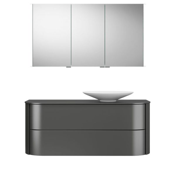 Burgbad Lavo 2.0 Badmöbel Set 59 - 122 cm, Spiegelschrank, Mineralguss-Aufsatzwa