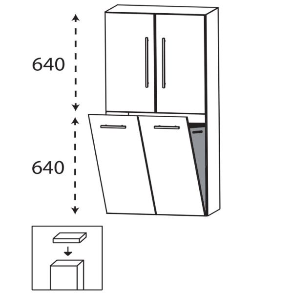 Laguna Ergänzungsschrank Mittelschrank - 60 cm Skizze