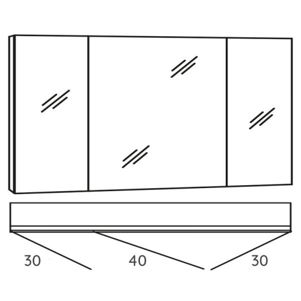 Marlin Bad 3980 Spiegelschrank - 100 cm Skizze