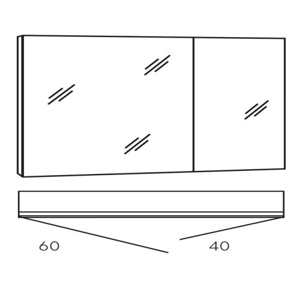 Marlin Bad 3980 Spiegelschrank - 100 cm Skizze
