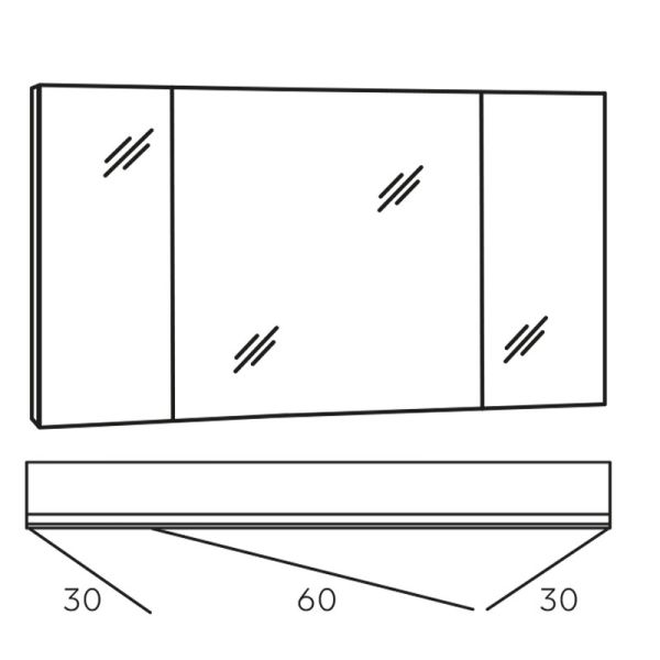 Marlin Bad 3980 Spiegelschrank - 120 cm Skizze