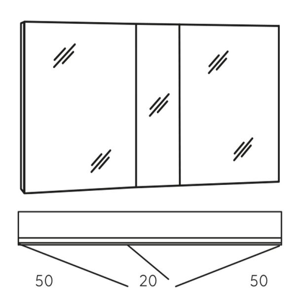 Marlin Bad 3980 Spiegelschrank - 120 cm Skizze
