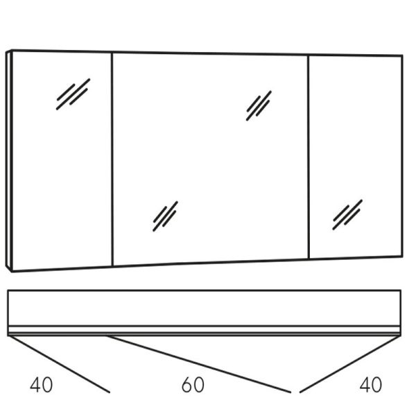 Marlin Bad 3980 Spiegelschrank - 140 cm Skizze