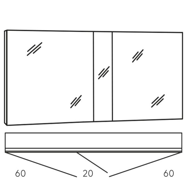 Marlin Bad 3980 Spiegelschrank - 140 cm Skizze
