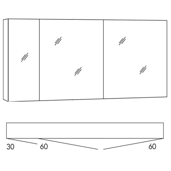 Marlin Bad 3980 Spiegelschrank - 150 cm Skizze