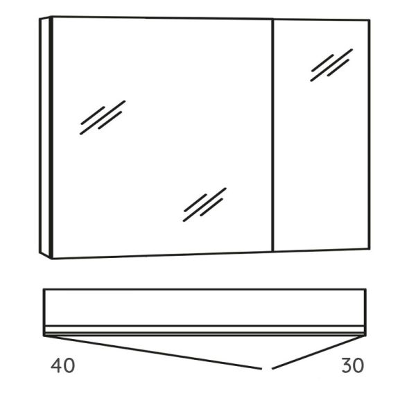 Marlin Bad 3980 Spiegelschrank - 70 cm Skizze