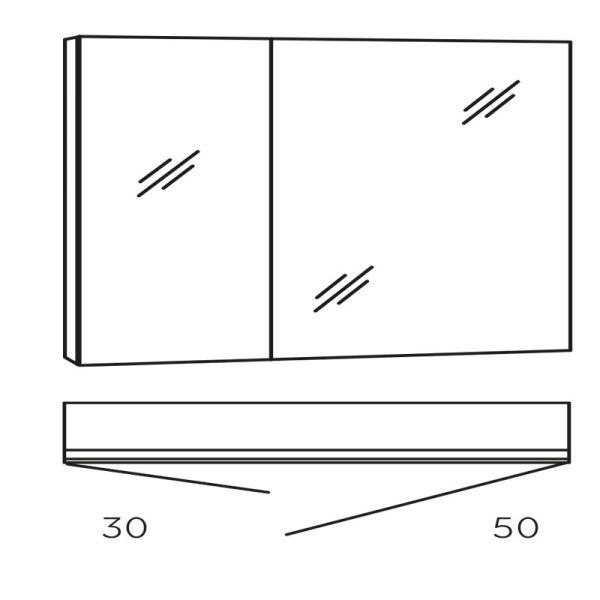 Marlin Bad 3980 Spiegelschrank - 80 cm Skizze