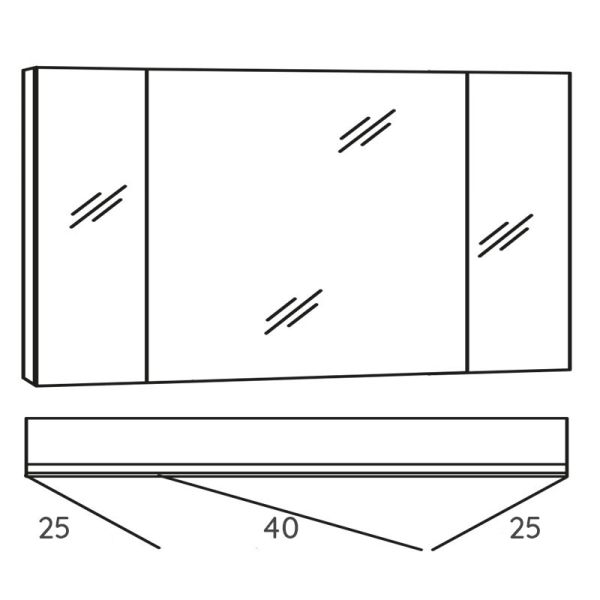 Marlin Bad 3980 Spiegelschrank - 90 cm Skizze