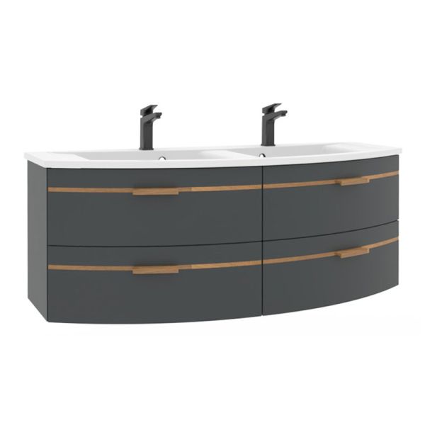 Pelipal Serie 7045 Mineralguss-Doppelwaschtisch mit Unterschrank 131 cm