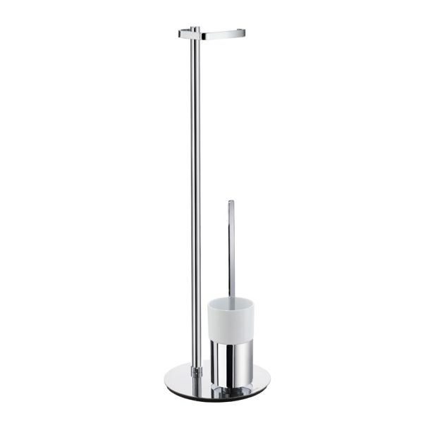 Smedbo OUTLINE Toilettenpapierhalter Standmodell mit WC-Bürste Verchromt Porzell