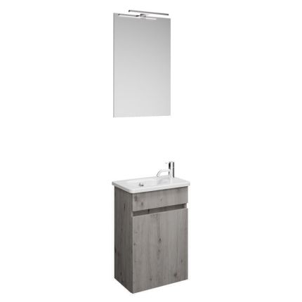 Burgbad Rocio Badmöbel Set 45 cm Eiche Dekor Silber