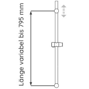 Brausestange: Rund, variabel, Länge 800 mm