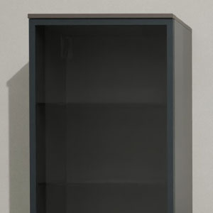 Ausführung Mittelschrank: Alurahmenfront Schiefergrau mit Grauglas