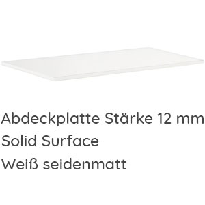 Abdeckplatte: Abdeckplatte 306 mm - Stärke 12 mm - Weiß seidenmatt