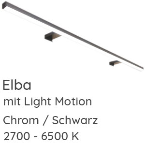 Aufsatzleuchte Flächenspiegel: ELBA, Schwarz, 2 Haltearme, 10 W, 1089 LM, Breite 100 cm