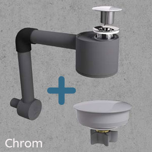Ablaufsystem: Clean Flow Siphon mit Push-to-Open und Überlaufschutz