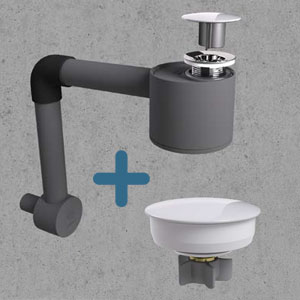 Ablaufsystem: Clean Flow Siphon mit Push-to-open und Überlaufschutz