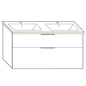 Ausführung Waschtisch mit Unterschrank: 122 cm, aus Keramik, inkl. Waschtisch-Beleuchtung