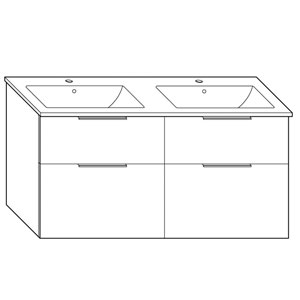 Ausführung Waschtisch mit Unterschrank: 122 cm, aus Keramik