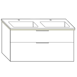 Ausführung Waschtisch mit Unterschrank: 122 cm, aus Mineralguss, inkl. Waschtisch-Beleuchtung