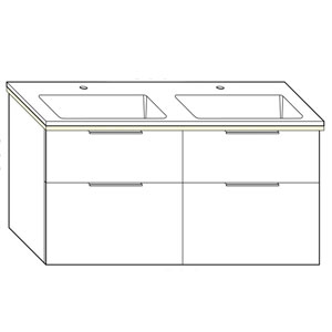 Ausführung Waschtisch mit Unterschrank: 122 cm, aus Mineralguss, inkl. Waschtisch-Beleuchtung
